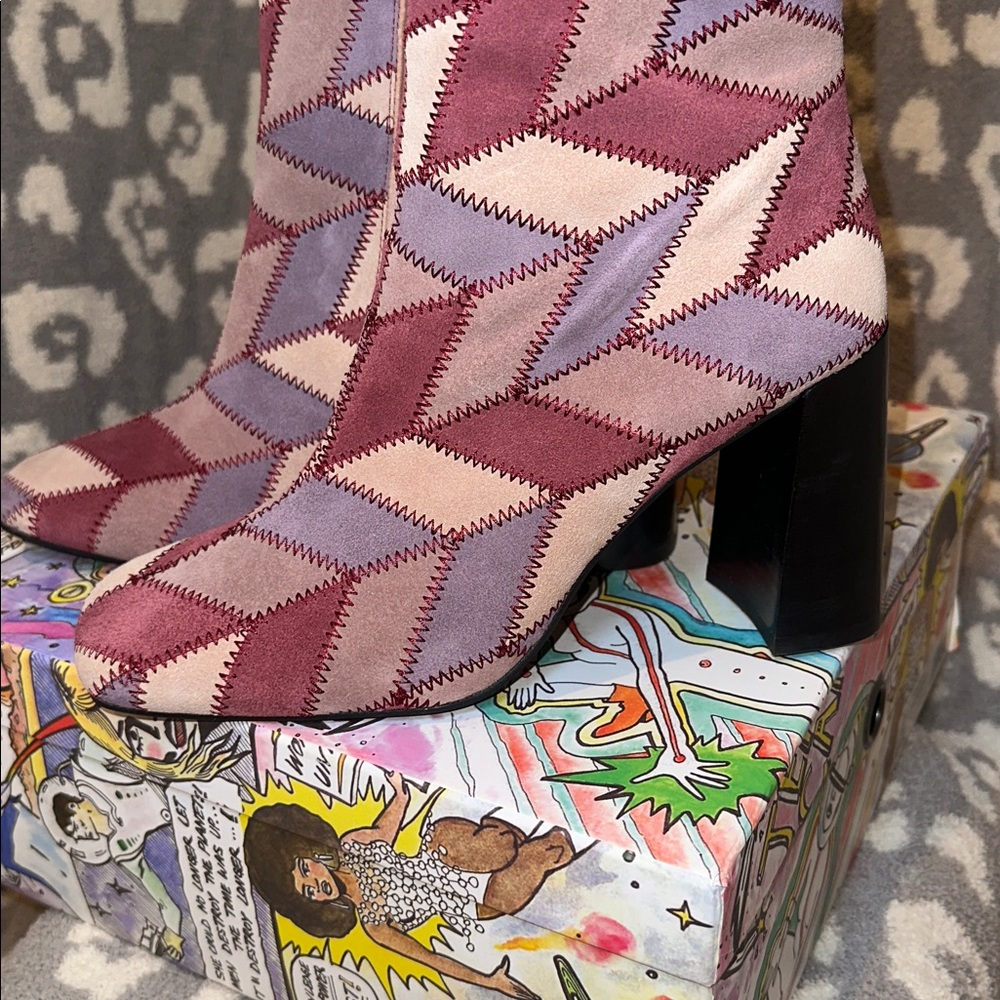 Jeffrey Campbell Verus-PW in Pink Suede Multi ๐ Heeled Booties New & Never Worn - Picture 17 of 17